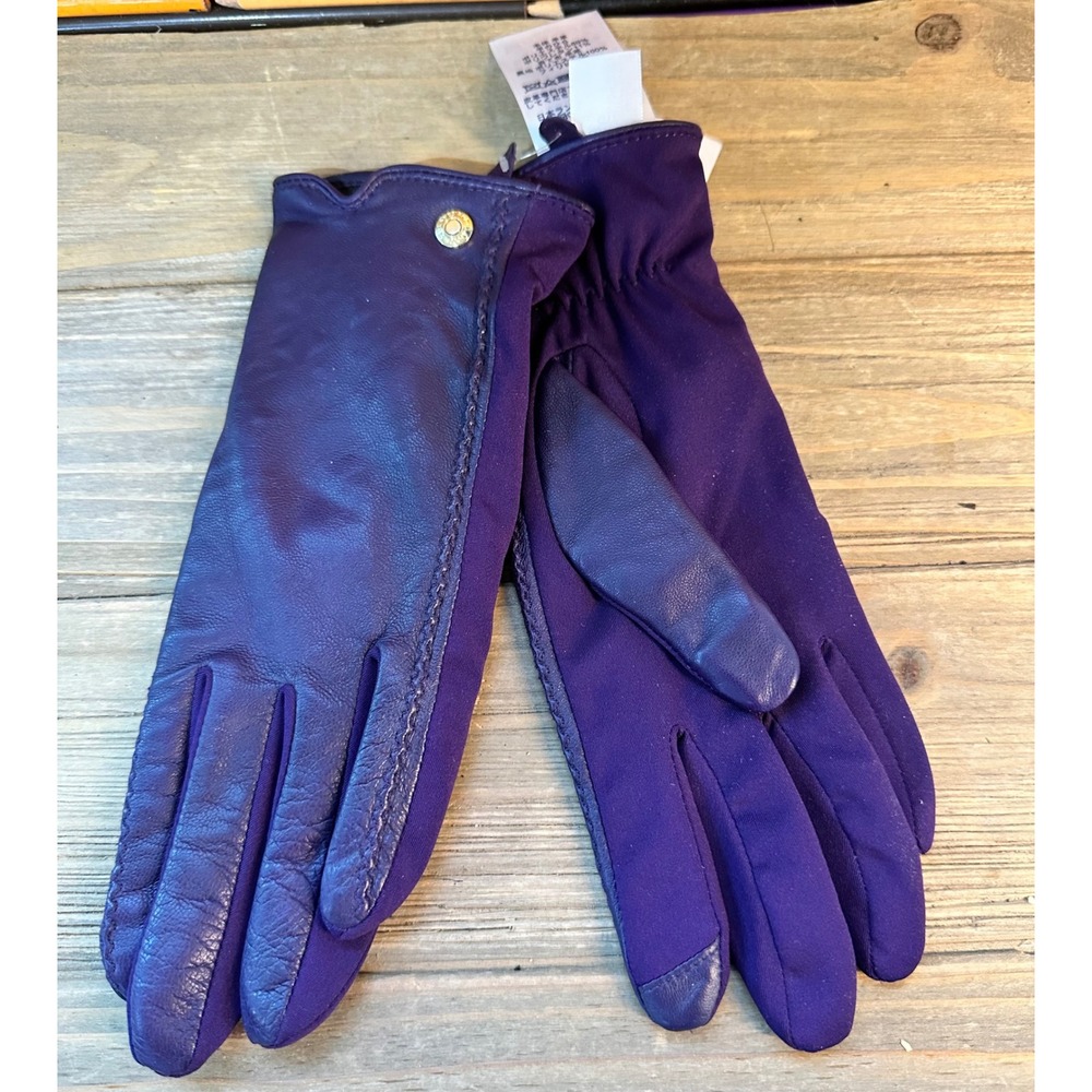 Lands' End Leather Tech Gloves Womens S Purple NWT